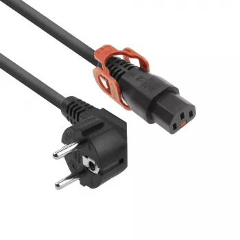 Cabo de alimentação ACT CEE 7/7 ficha (angular) - C13 IEC Lock+ preto 1 m, EL341S