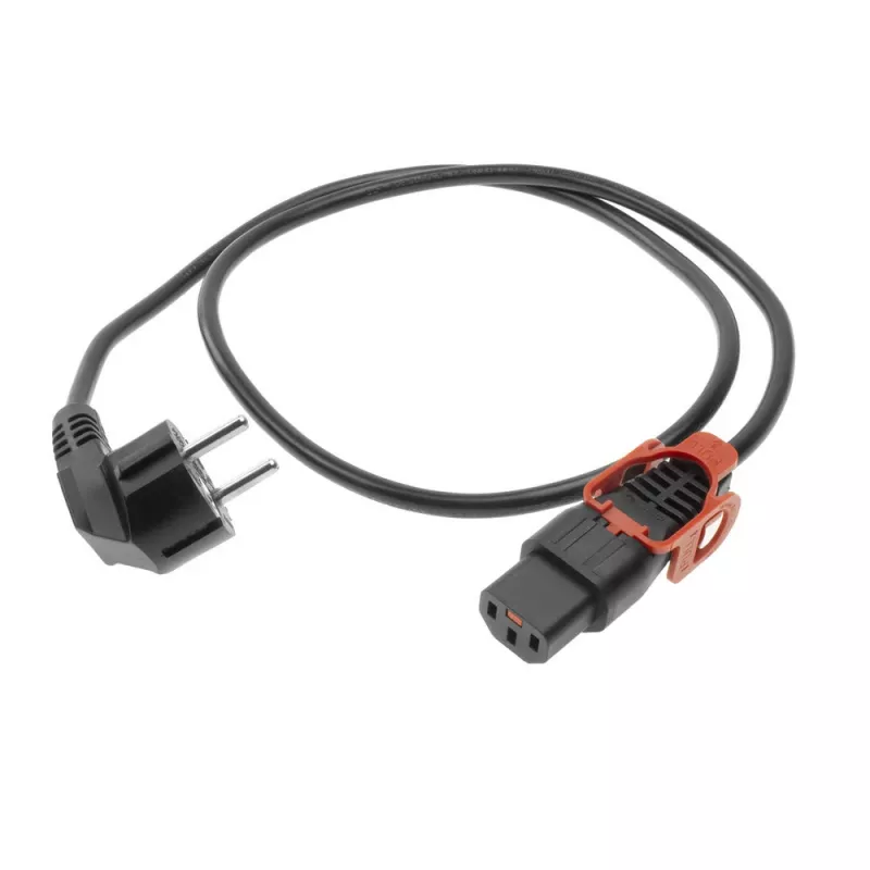 Cabo de alimentação ACT CEE 7/7 ficha (angular) - C13 IEC Lock+ preto 1 m, EL341S