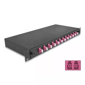 Caixa de fusão de fibra ótica DeLOCK 67005 preta metal 482x220x44 mm
