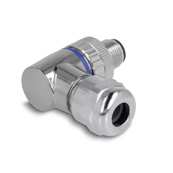Conector M12 DeLOCK codificação A 4 polos ficha macho 90° angular metal