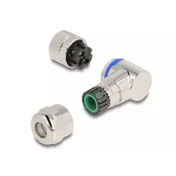 Conector M12 DeLOCK codificação A 3 polos conector fêmea 90° angular metal