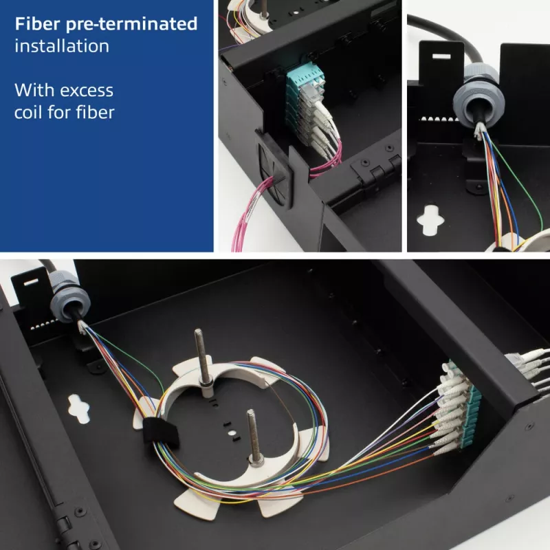 Caixa de zona com fecho ACT Patch Box 8 slots para fibra ótica e cobre