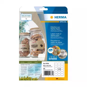 Etiqueta autoadesiva HERMA 10763 permanente castanho 360 unid. elipse 63,5x42,3 mm