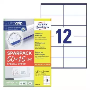 Etiqueta autocolante Avery 6175-65 retangular permanente branca 780 unid.