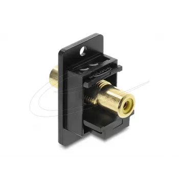 Módulo Keystone DELOCK 91113 com conectores fêmea RCA para RCA, formato plano, preto/amarelo
