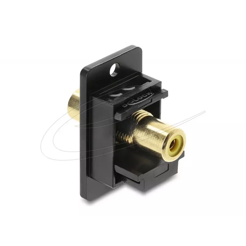 Módulo Keystone DELOCK 91113 com conectores fêmea RCA para RCA, formato plano, preto/amarelo