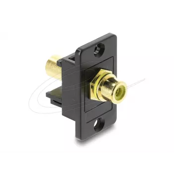 Módulo Keystone DELOCK 91113 com conectores fêmea RCA para RCA, formato plano, preto/amarelo