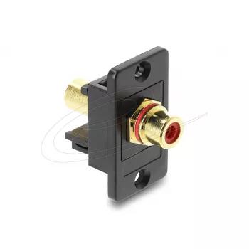 Módulo Keystone DELOCK 91114 — RCA para RCA, formato plano, preto/vermelho