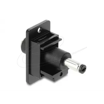 Módulo Keystone DELOCK 91121 — conector fêmea DC plano 5,5 x 2,5 mm, preto, 19,1×42,3×35,5 mm