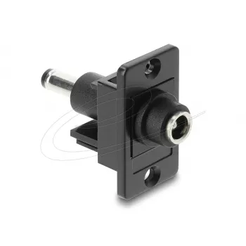 Módulo Keystone DELOCK 91121 — conector fêmea DC plano 5,5 x 2,5 mm, preto, 19,1×42,3×35,5 mm
