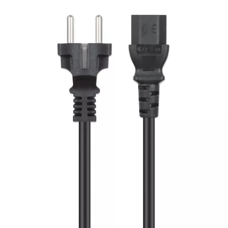 Cabo de alimentação Manhattan, ficha macho Euro de 2 polos (CEE 7/4 Schuko) para conector fêmea C13 (cabo de alimentação), 5 m, 10A, preto, garantia vitalícia