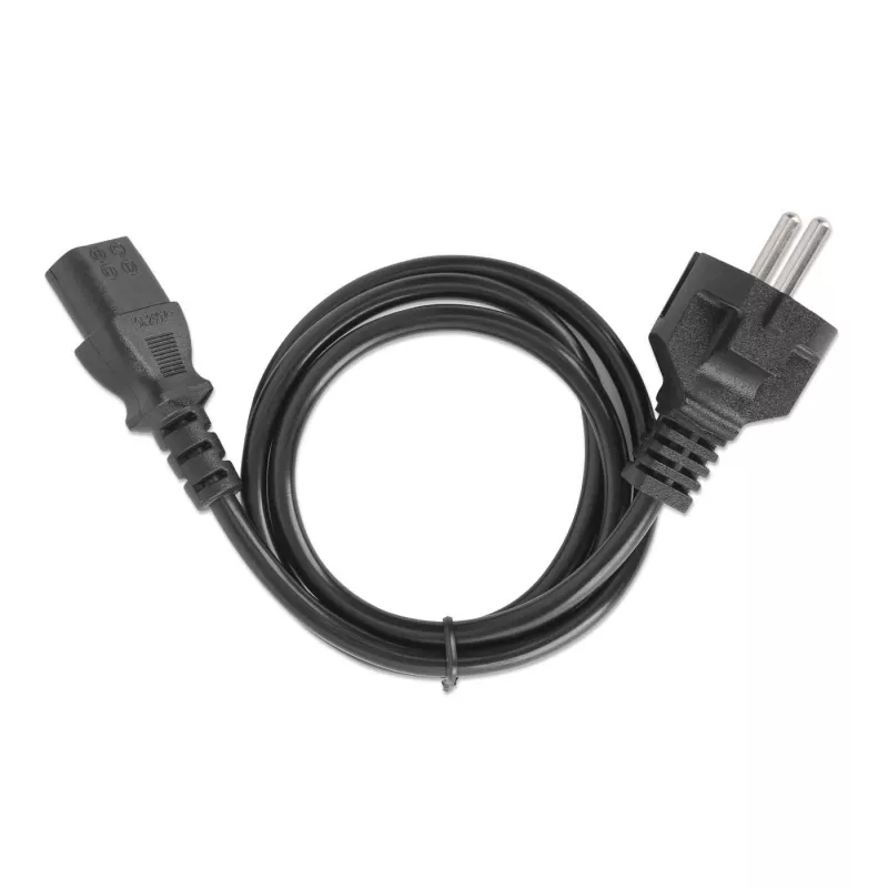 Cabo de alimentação Manhattan, ficha macho Euro de 2 polos (CEE 7/4 Schuko) para conector fêmea C13 (cabo de alimentação), 5 m, 10A, preto, garantia vitalícia