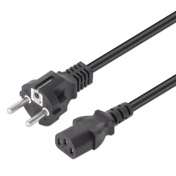 Manhattan cabo de alimentação, ficha euro de 2 pinos (CEE 7/4 Schuko) para conector fêmea C13 (ficha de alimentação), 3 m, 10 A, preto, garantia vitalícia