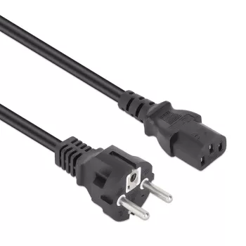 Manhattan cabo de alimentação, ficha euro de 2 pinos (CEE 7/4 Schuko) para conector fêmea C13 (ficha de alimentação), 3 m, 10 A, preto, garantia vitalícia