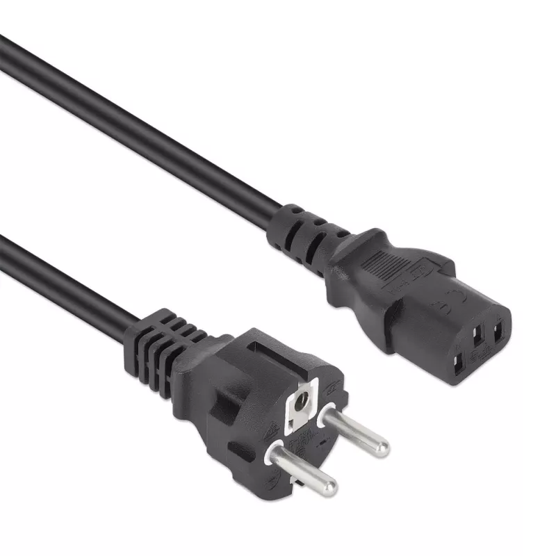 Manhattan cabo de alimentação, ficha euro de 2 pinos (CEE 7/4 Schuko) para conector fêmea C13 (ficha de alimentação), 3 m, 10 A, preto, garantia vitalícia