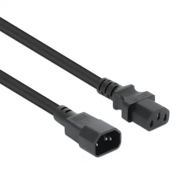 Cabo de alimentação Manhattan, ficha macho C14 para conector fêmea C13 (cabo de alimentação), monitor para CPU, 5 m, 10A, preto, cabo, garantia vitalícia