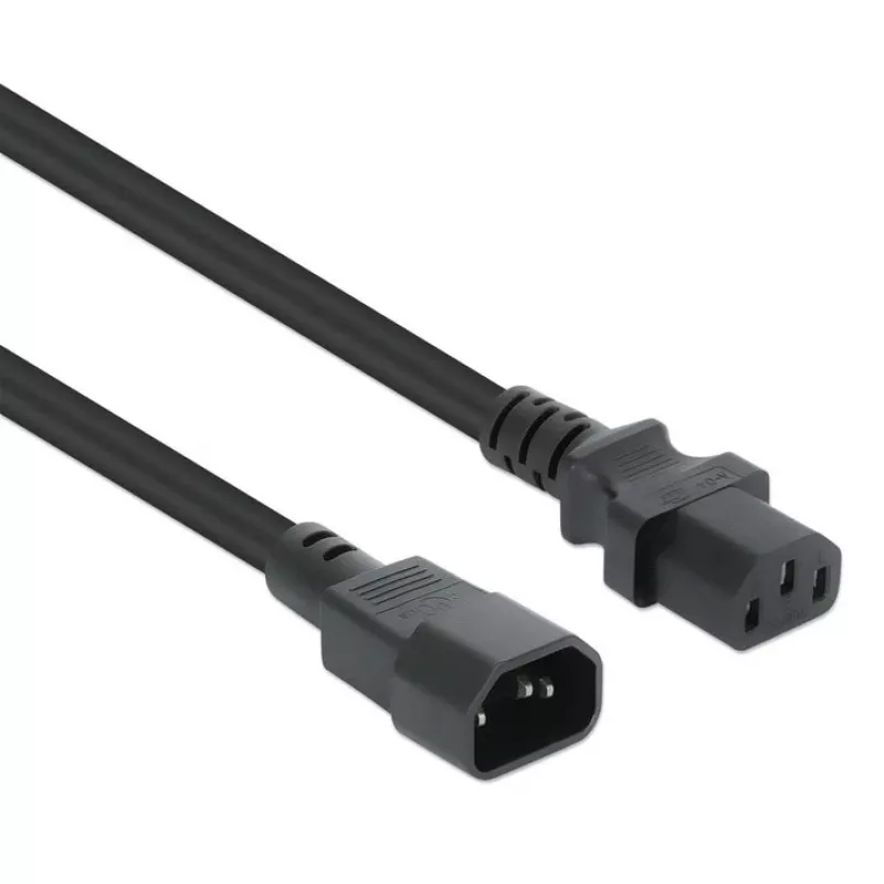 Cabo de alimentação Manhattan, ficha macho C14 para conector fêmea C13 (cabo de alimentação), monitor para CPU, 5 m, 10A, preto, cabo, garantia vitalícia