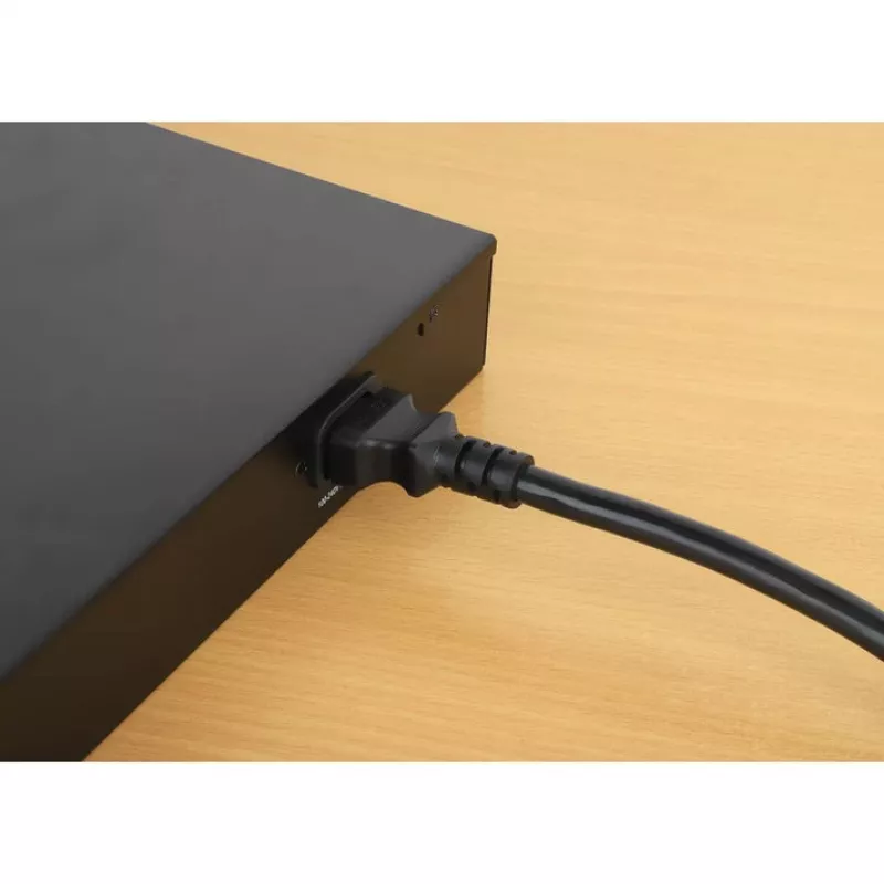 Cabo de alimentação Manhattan, ficha macho C14 para conector fêmea C13 (cabo de alimentação), monitor para CPU, 5 m, 10A, preto, cabo, garantia vitalícia