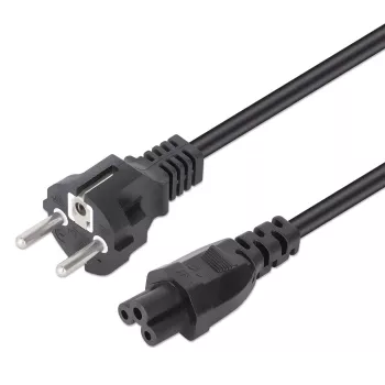 Cabo de alimentação Manhattan, ficha macho Euro de 2 polos (CEE 7/4 Schuko) para conector fêmea C5 (trevo/triangular), 1 m, 2,5A, chumbo, garantia vitalícia