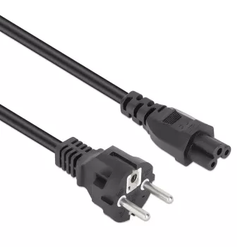 Cabo de alimentação Manhattan, ficha macho Euro de 2 polos (CEE 7/4 Schuko) para conector fêmea C5 (trevo/triangular), 1 m, 2,5A, chumbo, garantia vitalícia