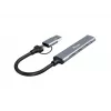 Hub USB 3.2 Gen 1 de 4 portas EQUIP — 3× USB‑C + 1× USB‑A, 5 Gbit/s, alumínio, cinzento