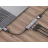 Hub USB 3.2 Gen 1 de 4 portas EQUIP — 3× USB‑C + 1× USB‑A, 5 Gbit/s, alumínio, cinzento