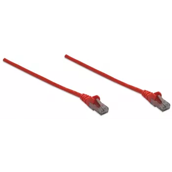 Cabo de rede patch Intellinet, Cat6, 10 m, vermelho, CCA, U/UTP, PVC, RJ45, contactos banhados a ouro, proteção das patilhas, proteção contra dobras moldada, garantia vitalícia