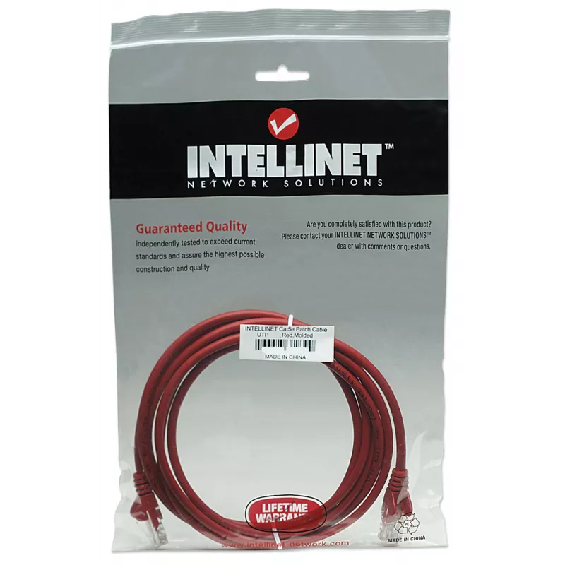 Intellinet 320603 cabo de rede patch, Cat5e, UTP, RJ45 macho-macho, 15 m, moldado, sem gancho, vermelho