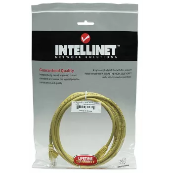 Cabo de rede patch Intellinet, Cat5e, 15 m, amarelo, CCA, U/UTP, PVC, RJ45, contactos banhados a ouro, sem patilhas, protegido, garantia vitalícia