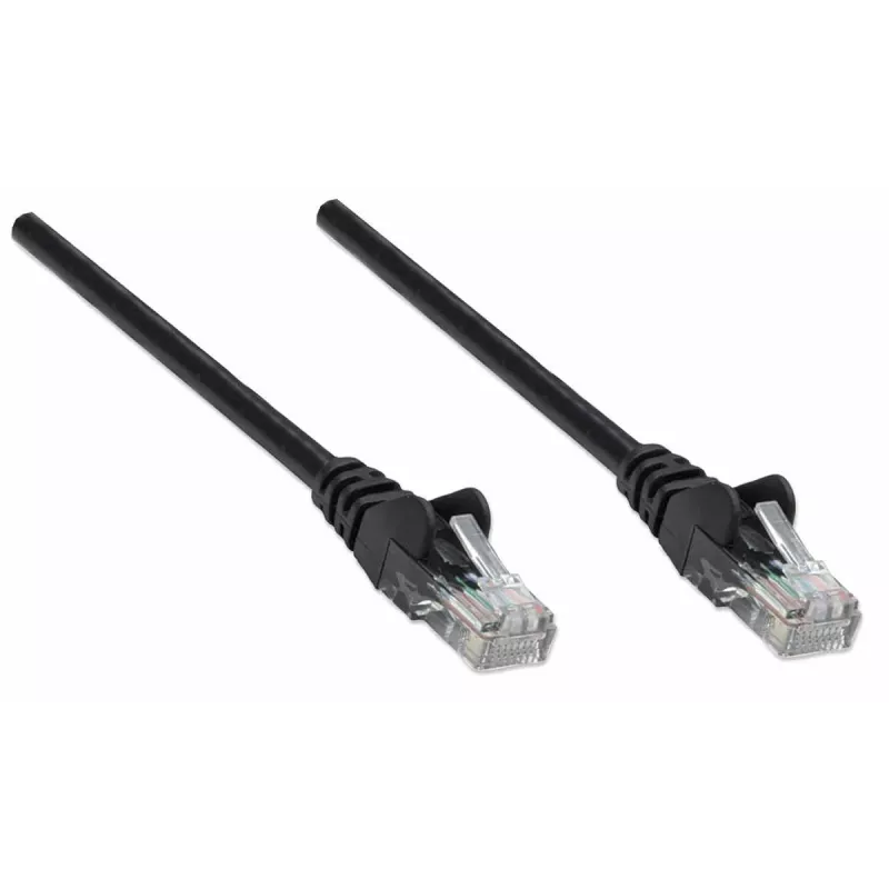 Cabo de rede patch Intellinet, Cat5e, 15 m, preto, CCA, U/UTP, PVC, RJ45, contactos banhados a ouro, proteção das patilhas, proteção contra dobras, garantia vitalícia