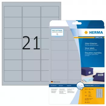 Etiqueta autocolante para impressora HERMA Labels A4 63,5x38,1 mm prateado película brilhante