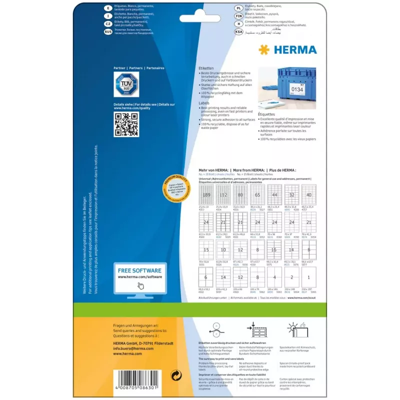 Etiqueta autocolante para impressora HERMA 8630 A4 105x148 mm