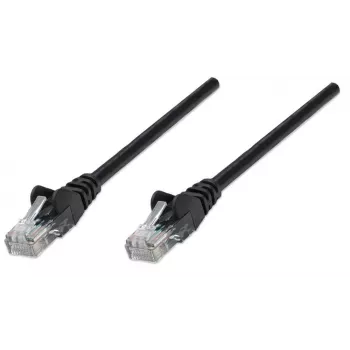 Cabo de rede Intellinet, Cat5e, 0,5 m, preto, CCA, U/UTP, PVC, RJ45, contactos banhados a ouro, patilhas protegidas, com alívio de tensão, garantia vitalícia