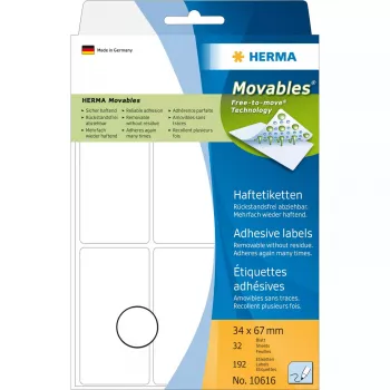 Etiquetas multiusos HERMA 10616 34x67 mm branco removíveis/removível papel mate