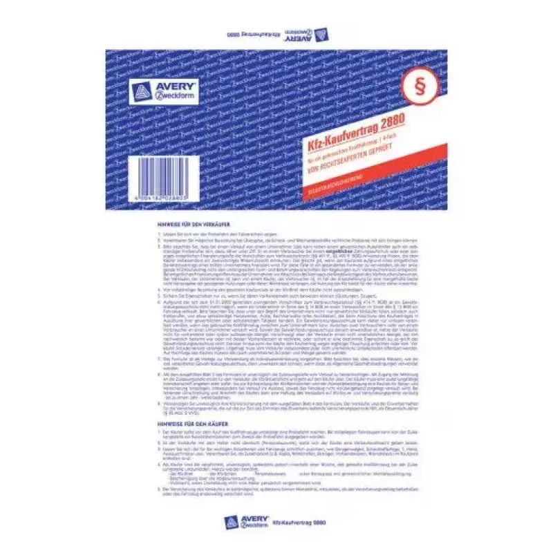 Papel de registo Avery 2880