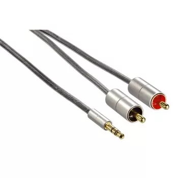 Cabo de áudio Hama 00080864 1 m 3,5 mm para 2 x RCA prateado