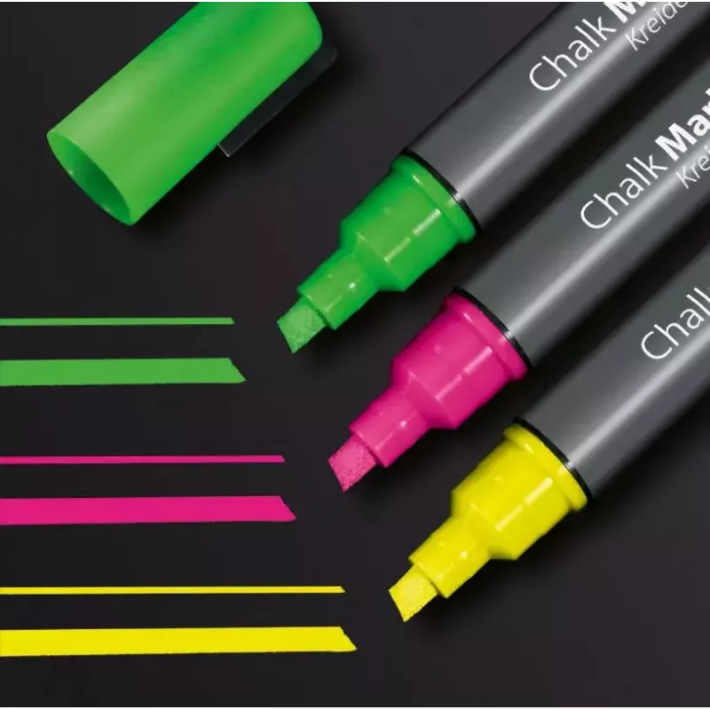 Sigel GL182 conjunto de marcadores de giz, verde/rosa/amarelo/preto