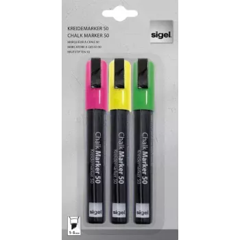 Marcador Sigel GL182 ponta cónica verde rosa amarelo