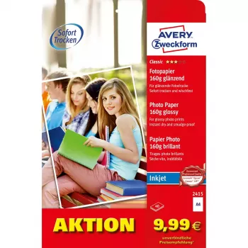 Papel brilhante Avery Classic Inkjet DIN A4 160g