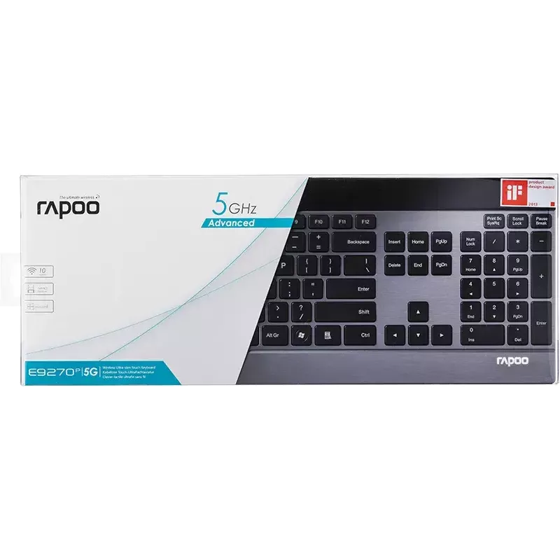 Teclado Rapoo E9270P RF Wireless QWERTZ alemão preto prateado