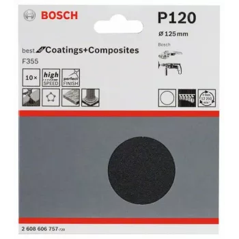 Bosch 2 608 606 757 acessório de lixa manual folha de lixa ultrafina P120 10 unid.