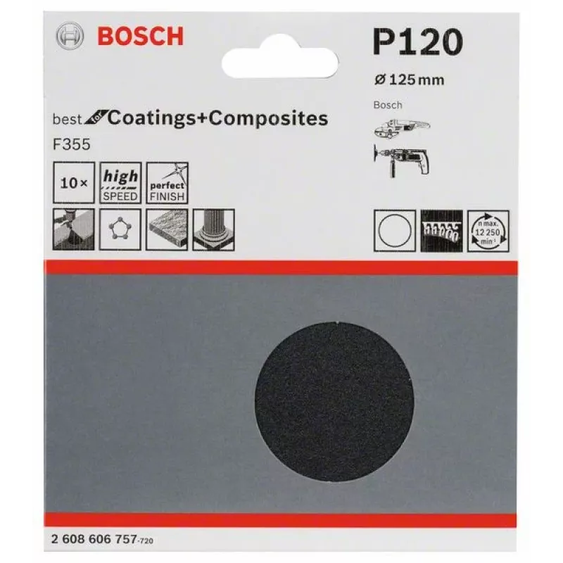 Bosch 2 608 606 757 acessório de lixa manual folha de lixa ultrafina P120 10 unid.