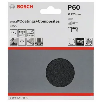 Bosch 2 608 606 755 acessório de lixa manual folha de lixa P60 10 unid.