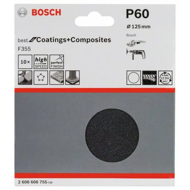 Bosch 2 608 606 755 acessório de lixa manual folha de lixa P60 10 unid.