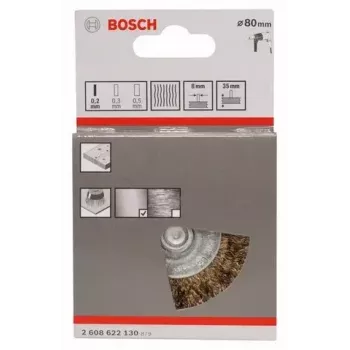 Bosch 2 608 622 130 escova circular, arame ondulado revestido a latão, 80 mm, haste de 6 mm