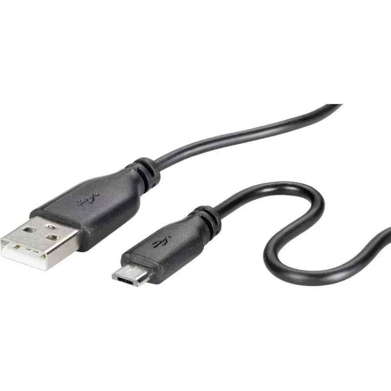 Cabo de dados USB 2.0 Renkforce RF-4032111, USB A para Micro-USB B, 1 m, preto