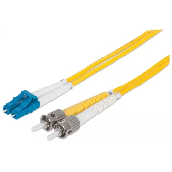 Cabo de patch de fibra ótica Intellinet, OS2, LC/ST, 5 m, amarelo, duplex, monomodo, 9/125 µm, LSZH, fibra ótica, garantia vitalícia