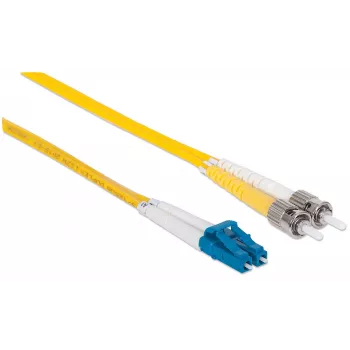 Cabo de patch de fibra ótica Intellinet, OS2, LC/ST, 5 m, amarelo, duplex, monomodo, 9/125 µm, LSZH, fibra ótica, garantia vitalícia