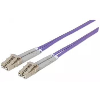 Cabo de patch de fibra ótica Intellinet, OM4, LC/LC, 5 m, violeta, duplex, multimodo, 50/125 µm, LSZH, fibra ótica, garantia vitalícia