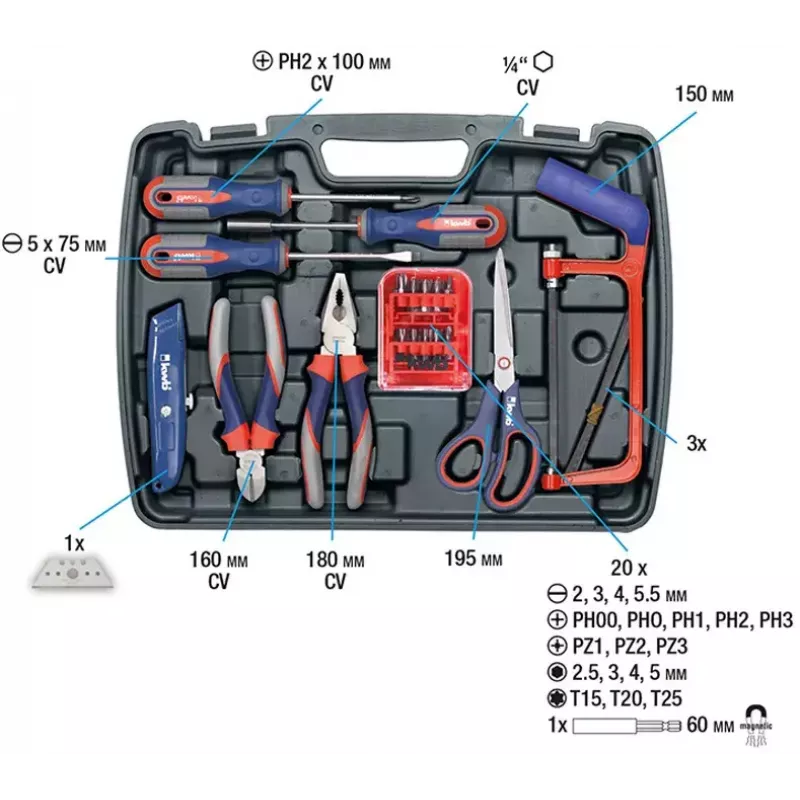 Mala de ferramentas KWB 65 PC 65 ferramentas